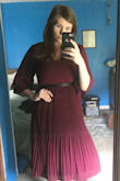 I really like the material that this dress is made of, but the sleeves and the high waist makes it look a little matronly. I wore this dress with a black belt around the waist and some heels and I think that helped, but I wouldn't buy it again. I'm 27 not 57. - Chelsea T.