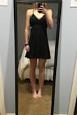 I wore this dress to a formal in nashville and I absolutely loved it. It was nice and clean in the front but had a super cool lacy back. The zipper on the lace is a little tough to zip up but as long as you have someone to help you you'll be fine. I didn't need to wear a bra with this and was super comfortable all night. Highly suggest!! - Cecilia V.