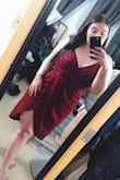 I tried this dress on a whim, thought it would be a cute alternative for a Senior Ball that I'll be attending. It fits like a glove, it is the prettiest wine color I've ever tried on and it's so unbelievably flattering in every aspect. Hugs all my curves perfectly and I am so excited to dress it up with nude pumps, a low bun, and some gorgeous gold hoops! (Excuse the dirty mirror) - Jillian D.