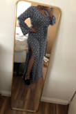 I just had a baby and feel super fat and would never wear anything besides black let alone baggy since I have a large bust. This dress has me feeling myself. I'm a 14 and this is a little loose. Don't mind the ugly loafers, I was just trying this on. I ended up exchanging for a large and I'm much happier. - Jessica H.