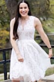 I wore this dress for my engagement party, and loved it! The dress has a nude layer and tulle underneath, which made it hold its shape beautifully. - Jennifer T.