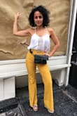 All about this works!! The color the quality the style EVERYTHING!!!
I wore it on a slightly nippy day, but it just felt right and wearing it with wedges. Adding a waist-belted purse was THE HOTTEST LOOK!!
Love love love my pants. - Sally D.