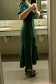 First, I have both the black and green. The M is a spot on fit, and on my height it looks almost Victorian in style. I won't alter the hemline as I think it would ruin the lines. I'm wearing 3 inch heels, but in flats the back hemline barely clears the ground. Love it! - Kelli G.