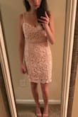 I love the color and lace and it was more comfortable than I expected it to be! I am tall with a smaller chest and this fit was great. The hook above zipper is a must - if not secured the zipper seems to fall a little. - Whitley G.