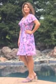 I wanted a lavender dress after driving around and seeing all these beautiful flowers. I love the fit. Very comfortable. The lavender is the perfect hue! I bought the purple earrings and shoes for a bday party. - Miriam J.