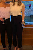 These pants are great for work or even a night out! They're a little bit snug where the button and hook connect, but not enough to warrant a size change. I've gotten so many compliments! - Sarah W.