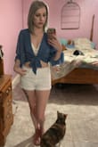 I LOVE this top. The color is gorgeous and it's perfect for a nice brunch. I will say I broke the modesty clasp the first time I tried it on but I think it's OK without it, just be sure to get a full coverage bralette or something similar because the blouse is completely sheer. - Adrienne C.