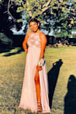 This dress was perfect and very reasonably priced. A bit long, so my daughter had to go with 4" heels. She's fairly muscular build and the medium was a perfect fit. - Marlene G.