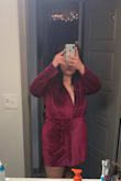 I am very pear-shaped, and unfortunately this dress in an XL didn't do me any favors. You can see where my hips stick out in the pictures. I was very on the fence about keeping this because I loved the dress itself and it was great quality but ended up sadly returning it. Pear-shaped girls might want to size up. Then again, I am on the "bigger" side of XL, so it might just be me! - Hannah J.