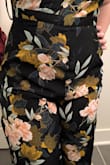 The pattern and fabric are amazing, but this does not work on a women with larger hips than bust. The top straps had to be so tight for the bust to fit that anytime I bent over the crotch area got way too tight. Leg openings were way too tight as well. Don't know how I would've gone to the restroom without help! - Katie B.