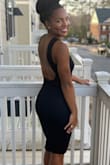 This LBD looks just like the picture! A nice, heavy cotton that hugs all your curves. The only downside is that you can't wear a bra, but the dress was tight enough that a bra was not necessary. - Alyson B.