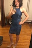 This dress was pretty cute for being worn to a formal wedding. It's definitely a little sexy in the back. Towards the end of the night the lace started to separate from the lining. This was after sitting a few hours. 
Overall, I'd buy again! Nice formal dress. Great fit overall! - Kristi K.