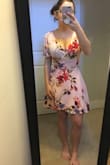 Loveeeee this dress so much! It's cute and flowy and can be dressed up or down. The down sides: wrinkles a lot and I need tape to ensure my bra doesn't show. It's worth it though! I LOVE the slits at the arms too. - Kayla H.