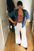 I'm usually bin between sizes. I ordered a 7 and it fit perfectly. They are comfy and great quality. I paired them with a wide leg white pants and wore them all they. - Carmen G.