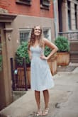Loved this dress! I purchased it to wear during the summer on vacation. It is really comfortable and just the right length. Although the open back doesn't let you wear a bra, it is structured enough that you still feel secure and the straps are adjustable. LOVE it and have worn it so many times already. :) - Anna F.