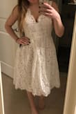 This fit really nicely on and I think would be adorable for a younger girl, but I put it on as a potential bridal shower dress and felt a little childish. It has a lot more material in the skirt than I was expecting and just felt too frilly. I ended up returning. It did fit totally true to size though and the quality was great. - Alexandra B.