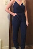 I loved the picture of the model wearing the jumpsuit, but when you put it on, it's not so flattering! Not a huge fan of the fabric. It's very thin. - Madisen W.