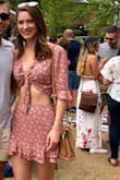 This is the perfect two-piece for me! I was looking for this sleeve length and style. The color and pattern are really nice for the summer time. You can dress it up or down. The material is nice and light. I have a longer torso, so sometimes this style of two-piece isn't all that cute on me. I LOVE IT! The bottom length is also nice and conservative enough, since I have to wear it so high up on my torso. - Rachel H.