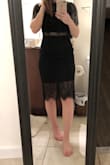 This dress is so flattering! Hits perfectly in all the right places, and is very well designed. The cut out gives a fun flare without being too revealing. Can't wait to wear to a wedding next month! - Gwyneth F.