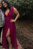 This dress is so comfortable and the color matched exactly. It was a little too long but I just didn't have time to have it hemmed. I got so many compliments on it all night long, definitely would recommend. You don't need to have a big bust to pull it off either! - Jasmin J.