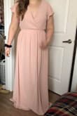 I ordered a large and find that it is a little loose but I probably wouldn't have changed the size. I'm planning to wear this dress with heels but am not wearing them in the photo. The dress is a little generous in the bust but I will stitch it shut so it doesn't show my bra. So happy with the blush color! This was my first purchase from Lulus but I would definitely recommend! - Rebecca R.