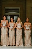 We got this dress is multiple sizes as bridesmaids gowns for our best friend's Gatsby-themed wedding. No matter what our height or size, the gown made every one of us look phenomenal. We were super thrilled with how it looked all put together. Highly recommend. - Kaitlyn W.