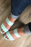 These are so adorable. The mint color is bright and the suede is soft. Kitten heel and a slight padding in the sole makes it pretty comfortable for walking long distance. - Claudia A.