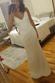 Not too thin for white dress,  good material,  doesn't sit awkwardly high on the chest,  adjustable,  cute fishtail shape very flattering.  Very happy i bought this simple but elegant. - Melissa Z.