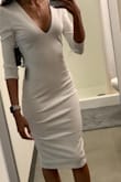 Loved the dress, it was perfect for my sorority event! It was a little more v-neck than I thought it would be but a small cami underneath made it better. Definitely recommend, it wasn't see- through as it had a second layer underneath the dress! - Jhaia H.