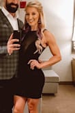 I have no boobs and no cleavage but this mesh black detail was so flattering and so sexy. You can't even tell I have no boobs. It is a little short and I had to keep pulling it down but I still love this dress so much. - Stephanie S.