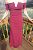 I am fairly rectangular in shape - read: similar measurements for chest, waist and hips. I ordered a small and it seemed to fit in the waist and hips, but was too loose on the chest and arms (the photo makes it look better than it did in real life). It seems like this dress is more flattering for women with curves and/or a larger chest. I ordered it in blue and burgundy, and the burgundy was more flattering. The slate gray color is beautiful, but as it's a skin-tight dress, the darker color hides contours and wrinkles better. - Amanda D.