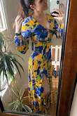Absolutely love this dress, fits perfectly on me. Was worried about the length for being tall and always having issues, but when I put it on it was way longer than I anticipated. Also, with having long arms the sleeves fit to a tee. Would highly recommend for weddings, spring events, etc. - Caitlin R.
