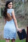 I absolutely ADORE this dress!!!! I bought it for my graduation and took my graduation pictures in it. It fits perfectly and it is so classy. I got so many compliments on it. I highly recommend this to anyone! - IRENE L.