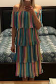 Love how unique this dress is! It's definitely unlike any dress I've ever owned. The colors and style are so fun. My only complaint would be that I think it kind of hides my figure but it's so comfy it's worth it. I ended up sizing down to a small (and I'm ALWAYS a medium in Lulus dresses) and I probably could have even gotten an XS, so definitely size down. - Laura M.