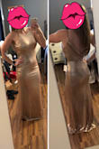 The fit was fine. Maybe a bit long. But the material was cheap looking. I expected a smooth metallic fabric but it's sequins. And like not good sequins. Don't know how to put that in words. Just zoom in on the fabric pic. - Kelly M.