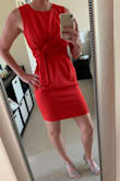 This dress fits great, it's not too tight, but still well fitted. The material is very soft and beautiful color. - Jessica G.