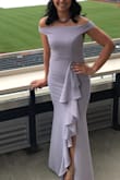This dress hugged in the right places and was long enough for me to wear heels. The color was great and I was comfortable the whole night. So many compliments. - Lykheng H.