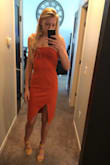 I'm wearing this for an awards ceremony at my college, and I am absolutely in love with it. Fits like a glove! I'm slender and long. The XS fit perfectly!!!! - Jade B.