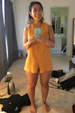 Cute. I love the material. It's comfy and stands out in a casually beautiful way. It's annoying to take off because there's no zipper, and the shoulders bunch due to too much material or something. It kinda makes any bad posture appear way worse or like I have shoulder pads or something. - Ruth P.