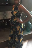 This dress is great. I wore it for my baby shower as well as after my son was born. Both times I got so many compliments. Even people who had seen the dress at my shower said it looked like a completely different dress now that I had no belly. I sized up and got a medium while pregnant, but the adjustable straps made it easy to wear after losing my belly. - Hannah C.
