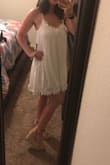 I'm always hesitant to buy white online. I ordered this dress, and it was absolutely everything I was wanting. Not really see through... I wore a white strapless bra so it blended in well. Does run a little big. I'm really a medium right now but got a small, and it fit perfectly. - Tara M.