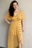 The most flattering sundress I've put on in a while! the waist-line hits in the perfect spot, making you look ultra slim and hourglass. The top shows off a bit of cleavage but nothing too terrible! I love the flow. If you're short, it's going to hit you at the ankles and possibly be a maxi dress, but it still works. I LOVED it. - Nicole A.