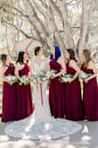 I had all my bridesmaids wear this dress for my wedding. The color and quality is great!! For the price these dresses can't be beat! All my bridesmaids felt comfortable in the dress. The only thing was that for some of the bridesmaids the band around the waist was a bit tight. All my guests loved them! Also this dress worked perfect for my bridesmaid who was 8 mo pregnant. (Photo credit to Carlie Statsky) - Mia P.