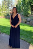 Wow. What a beautiful glowing gown. Great material. So comfortable and fits great. Monitor alteration to length and straps otherwise fit like a charm. So elegant. - Wendy R.