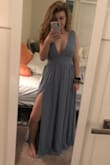 Shows off a bit of cleavage, and a bit tight around the waist, but it is a GORGEOUS dress!! I will be wearing this to my prom. - Emma H.