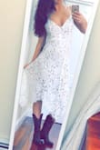 I will be wearing this for my home "party" part of my wedding after getting married away on vacation. It fits perfect and is totally perfect for a laid back wedding dress. I would of gotten married in this one as well if I didn't fall in love with my actual wedding dress I also got from Lulus so now I get to wear two! - Brittany L.