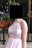 I needed a dress for my sorority formal and boyfriend's military ball and found the perfect one! This dress is so beautiful and well made. It's a light color but not see through at all. Even with 34D's I felt comfortable going braless/pasty-less since the top portion is thick enough and provides great support! To give an idea of how long size Small is; I am 5'2, wore 3.5 inch heels, and still needed about 3 inches hemmed from the bottom. Also, the slit is great too, not too high or anything.

Overall so, so happy with this purchase! - Katie D.