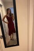 Fit true to size, very flattering!! I got a size small and it fit perfectly. The material is really soft and easy to move around in. - Madeline L.