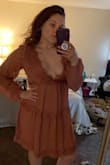 I love how it looks on me, beautiful dress. (I never find cute ones cause I have major muffin top). I have about a B cup and even those were falling out. Be careful! - Rhiannon P.