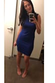 I bought this dress recently for a wedding and LOVED it. So so sooo much better than I expected. I got so many compliments. It was the perfect mix of classy and sexy. The color would be good for a wedding at any time of the year. Material was expensive feeling and had some stretch to it. Tall girls: this dress is a must have for your closets! - Kristina R.